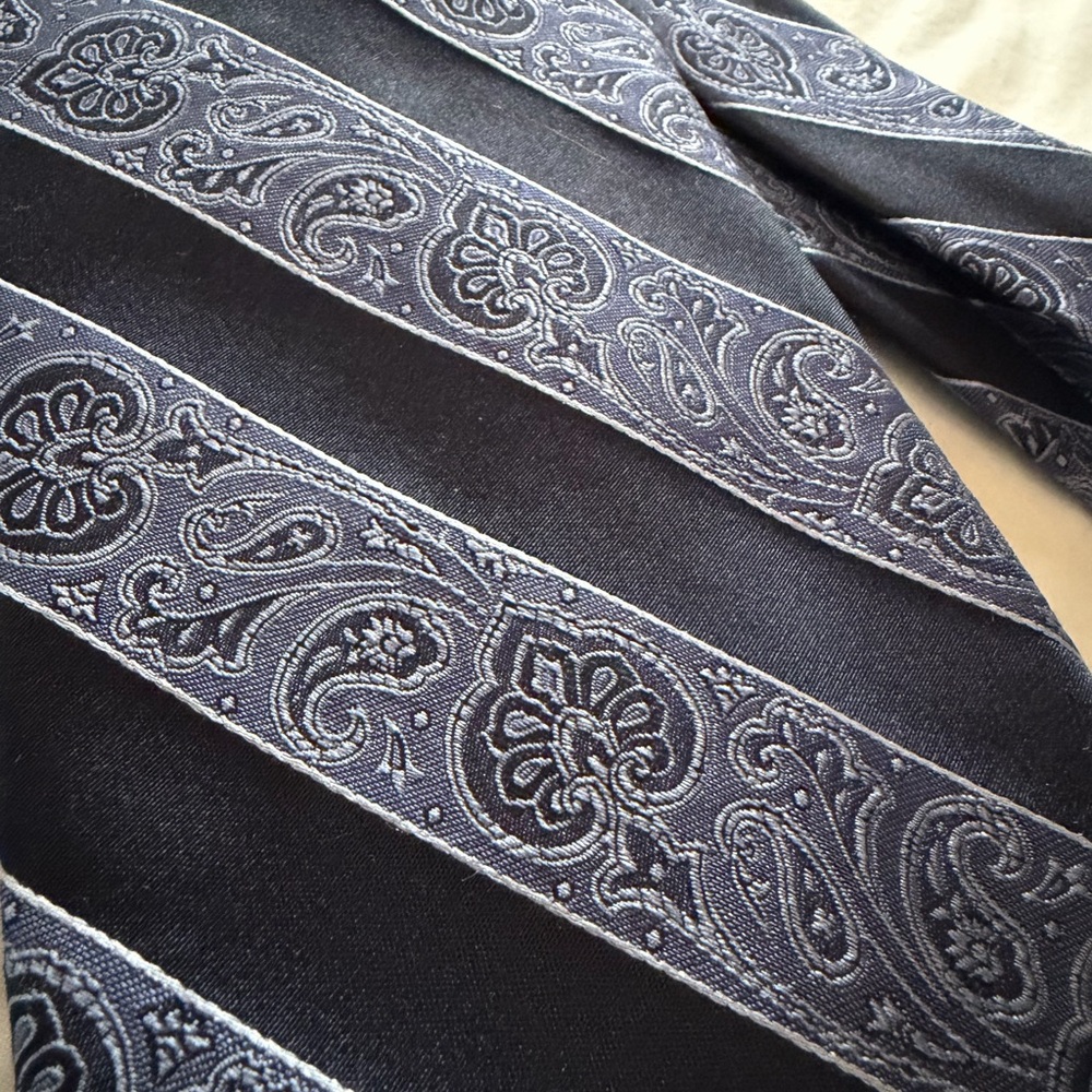 Valentino Navy and Silver Paisley Tie